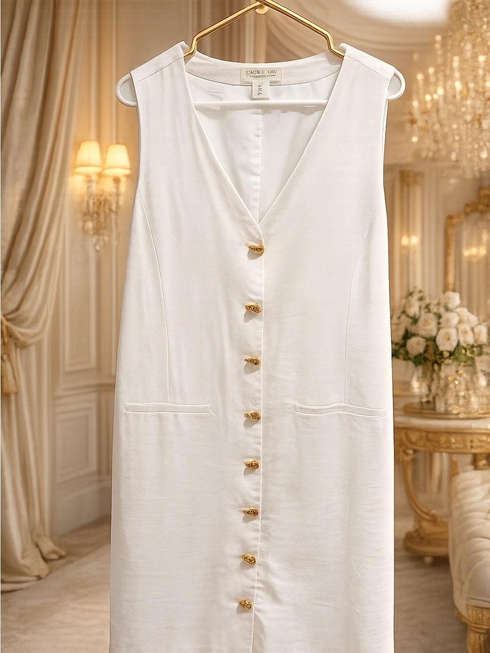 Rachel Zoe, White linen lined dress